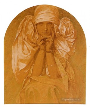 Alphons Lienzo - Retrato de la hija del artista Jaroslava Art Nouveau checo distinto Alphonse Mucha